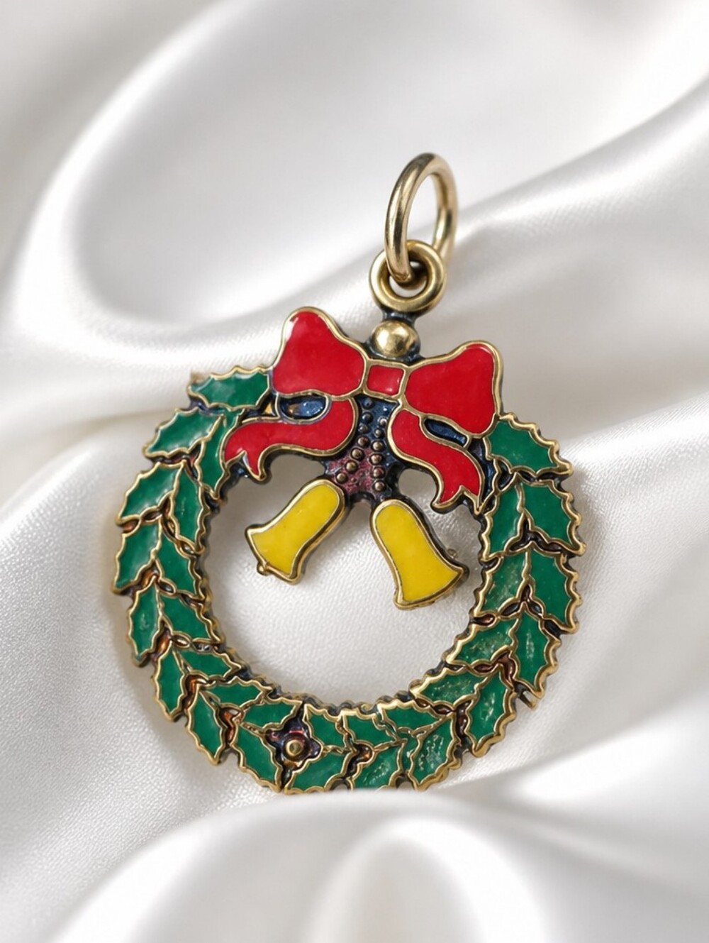 Christmas Wreath 🎄 Charm, 22k Gold on Sterling*